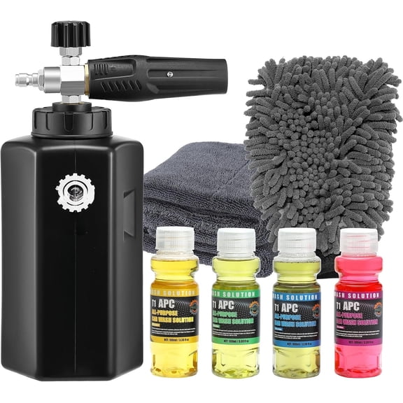 Cannon for Washer, Wash Kit with Soap, Blaster 1.5 Liter, Power Washer Soap Cannon with Drying Towel and Wash Mitt, 3600 PSI