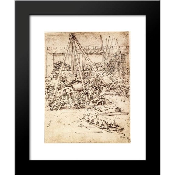 Cannon foundry 20x24 Framed Art Print by Leonardo da Vinci
