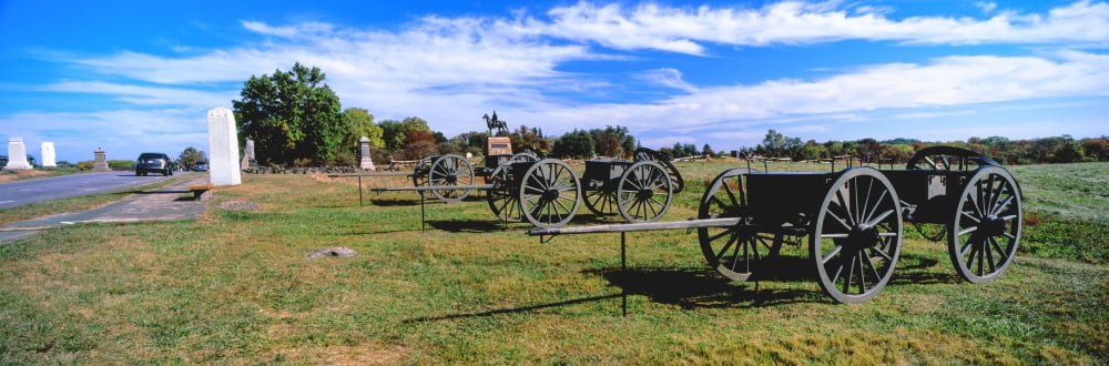 Cannons at Gettysburg National Military Park Gettysburg Pennsylvania USA Canvas Art - Panoramic Images (6 x 18)