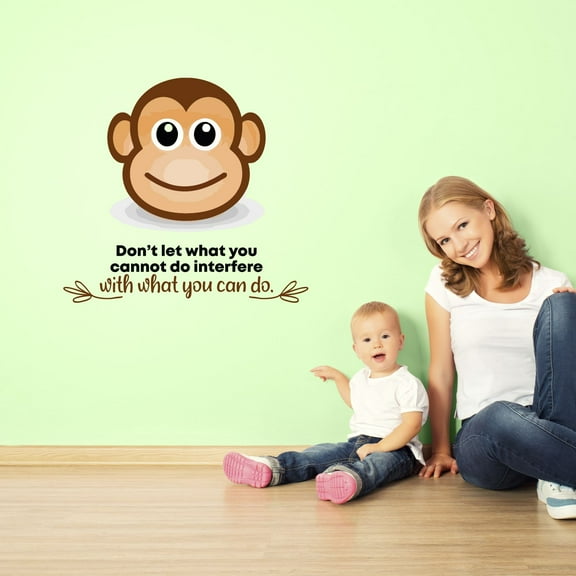 Cannot Do Monkey Animal Life Quote Cartoon Quotes Decors Wall Sticker Art Design Decal for Girls Boys Kids Room Bedroom Nursery Kindergarten Home Decor Stickers Wall Art Vinyl Decoration (10x10 inch)