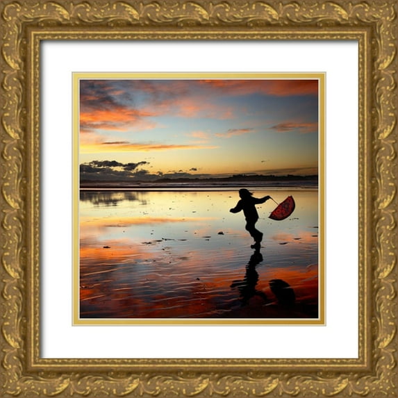 Cano, Marina 26x26 Gold Ornate Wood Framed with Double Matting Museum Art Print Titled - Umbrella