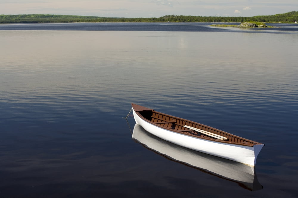 Canoe On Gander River Gander Bay Newfoundland And Labrador Canvas Art - John Sylvester  Design Pics (17 x 11)