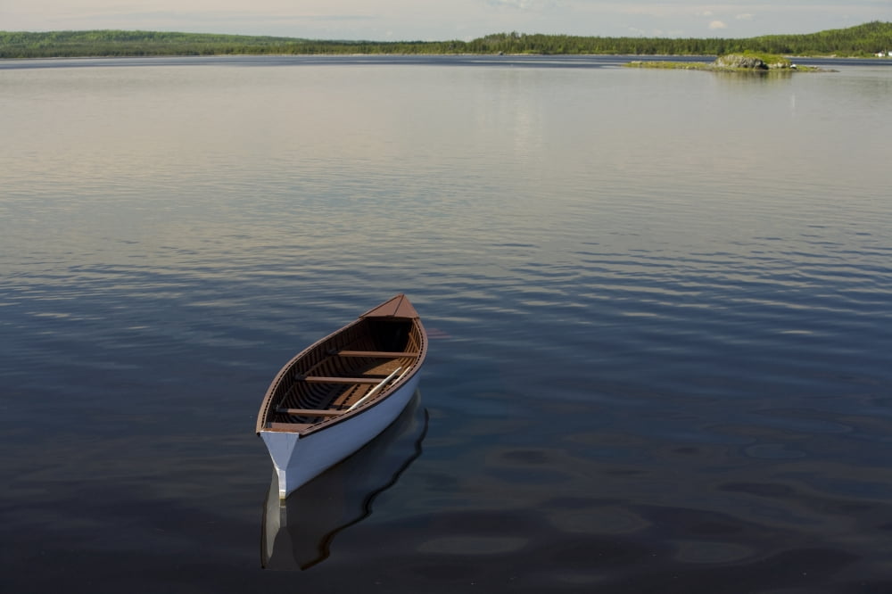 Canoe On Gander River Gander Bay Newfoundland And Labrador Canvas Art - John Sylvester Design Pics (34 x 22)