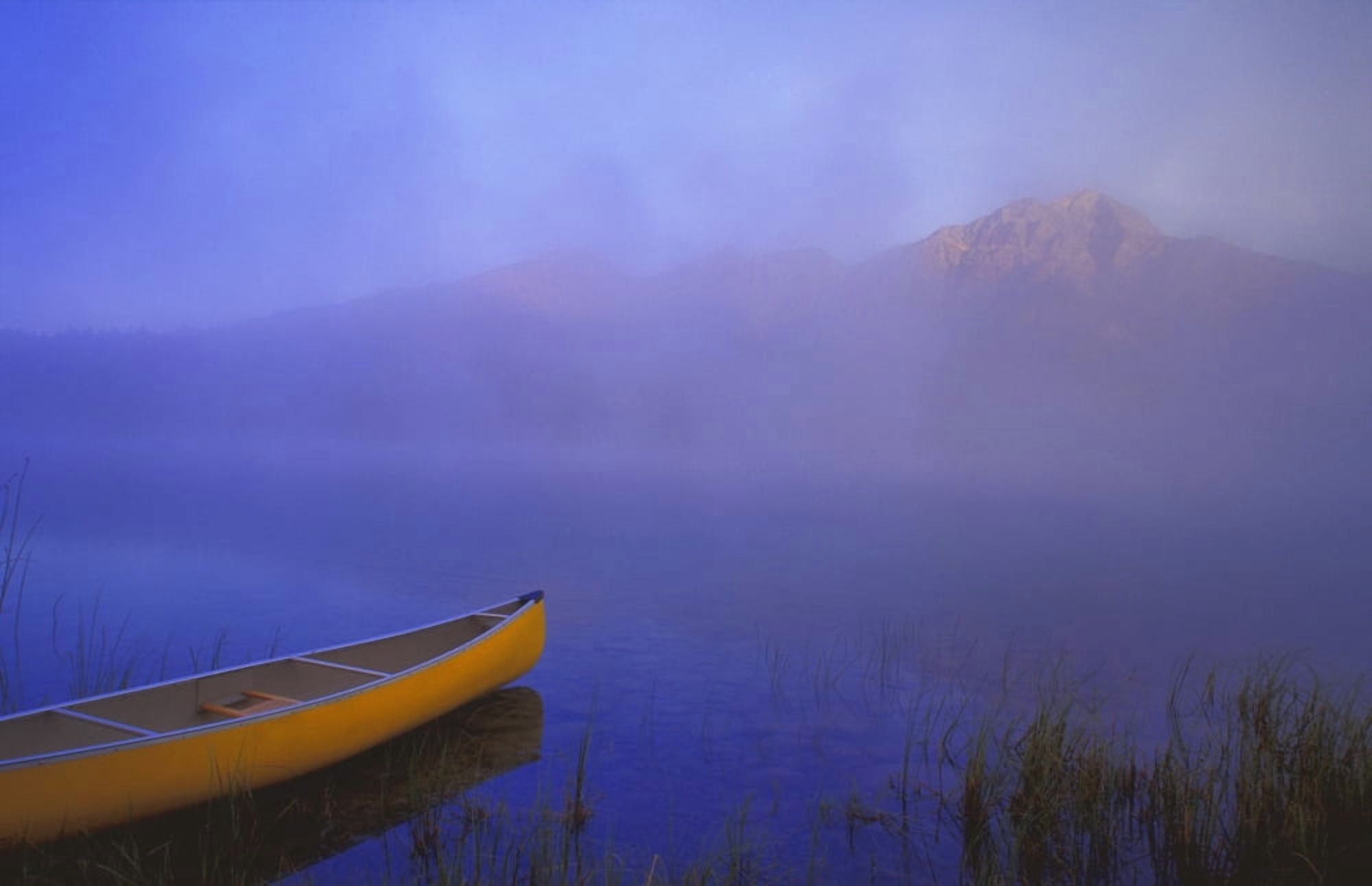 Canoe On Patricia Lake Jasper National Park Alberta Canada Canvas Art - Carson Ganci Design Pics (17 x 11)