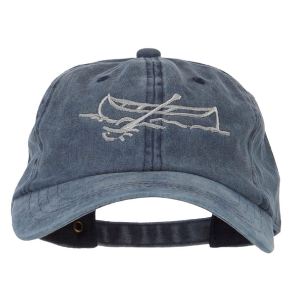 Canoe Outline Embroidered Washed Buckle Cap - Navy OSFM