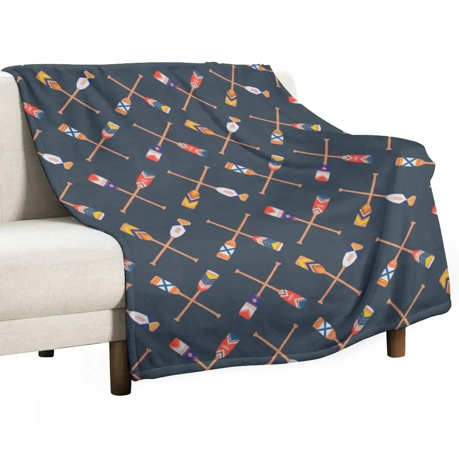 Canoe Paddles X Pattern Charcoal Throw Blanket Soft Beds Extra Large
