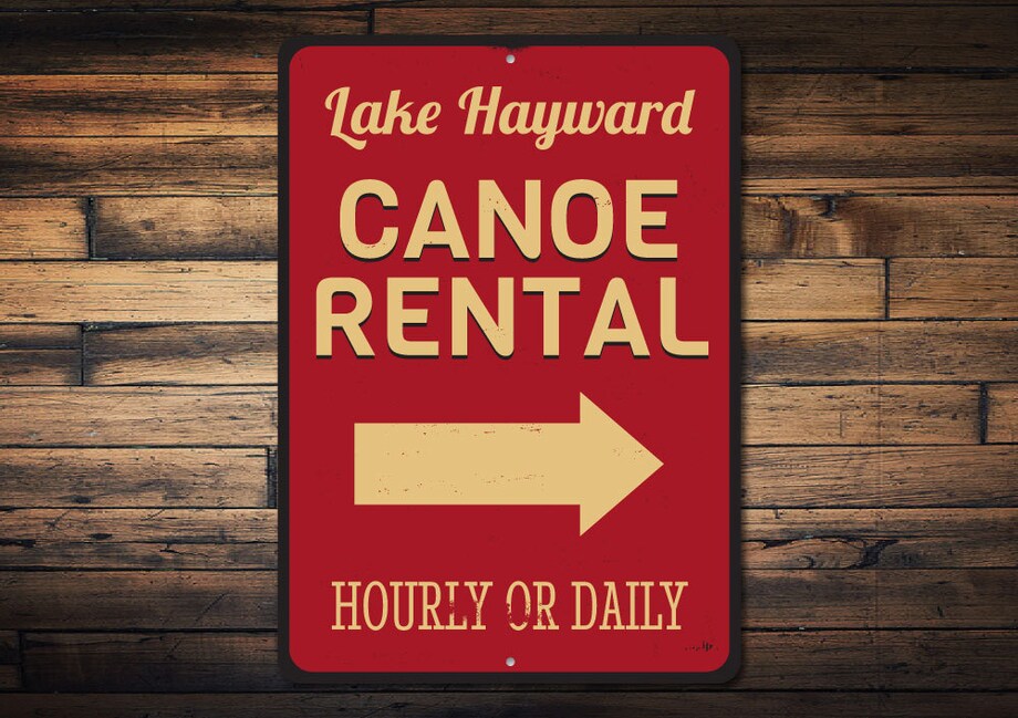 Canoe Rental Arrow Sign Hourly Or Daily Rates Lake Gift Lake Location