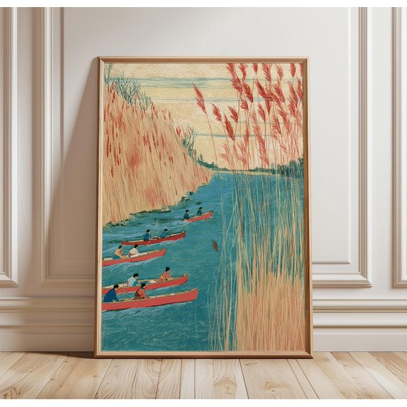 Canoe River Poster Reed Marsh Landscape Print Nature Wall Art 1