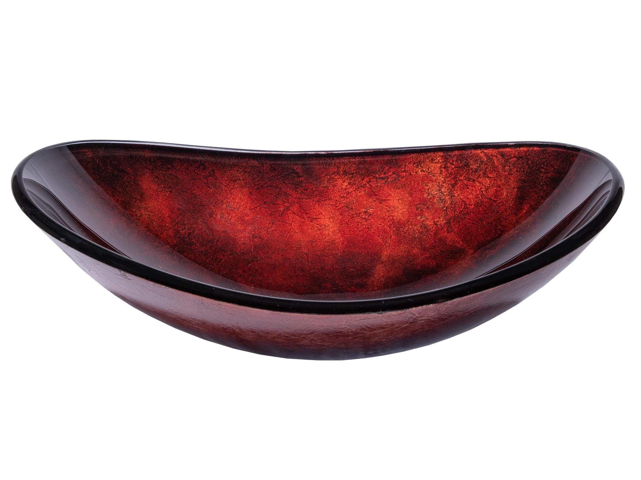 Red Copper Textured Glass Oval Vessel Sink