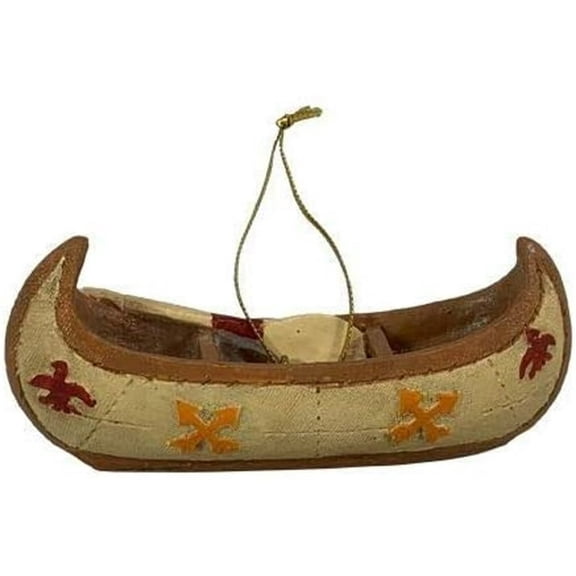 Canoe Shaped Resin Ornament 4-Inch Hanging Decorative Accent