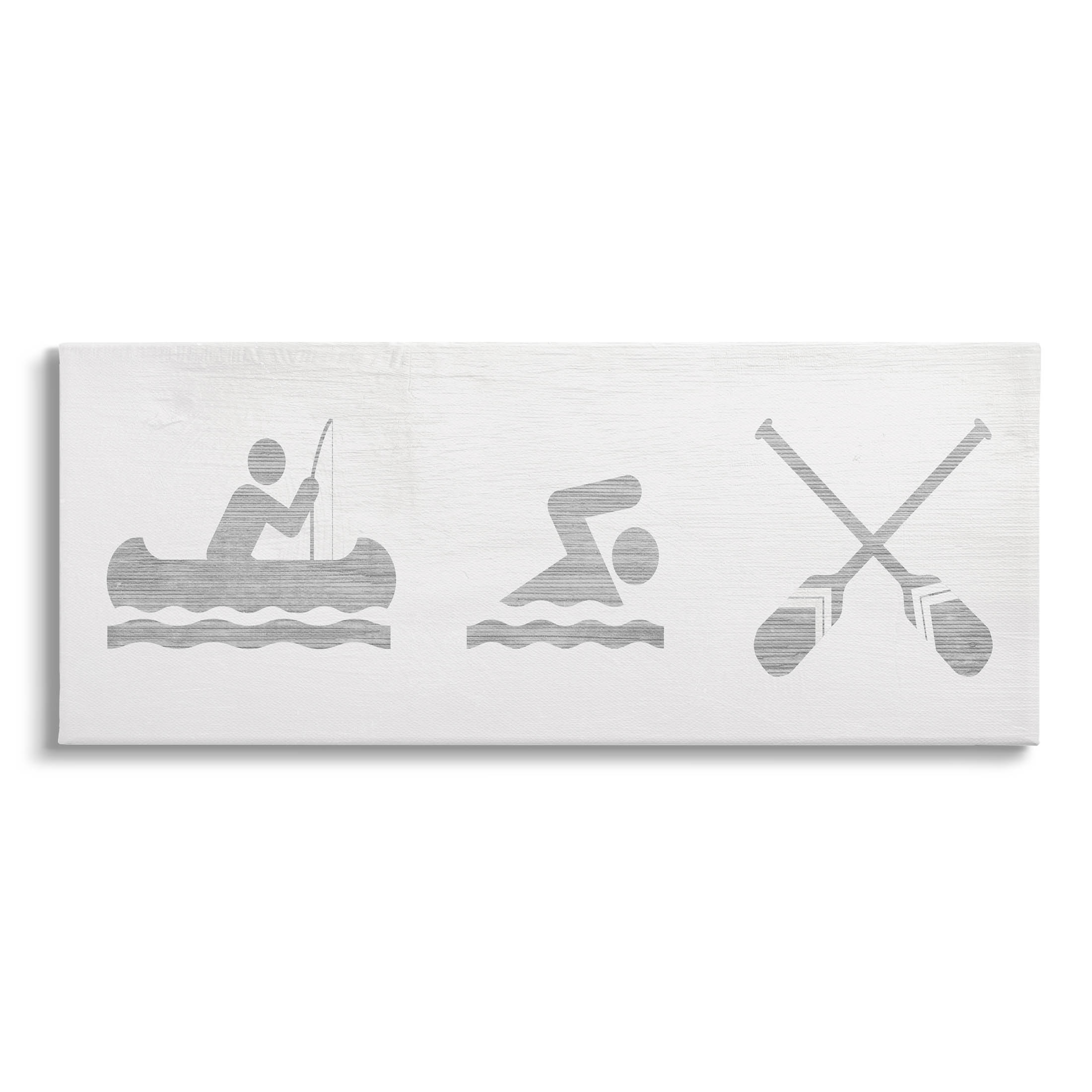 Canoe Swimming Lake Sign Typography Graphic Art Gallery Wrapped Canvas Print Wall Art