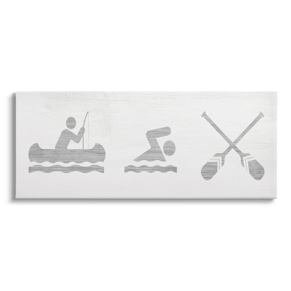 Canoe Swimming Lake Sign Typography Graphic Art Gallery Wrapped Canvas Print Wall Art