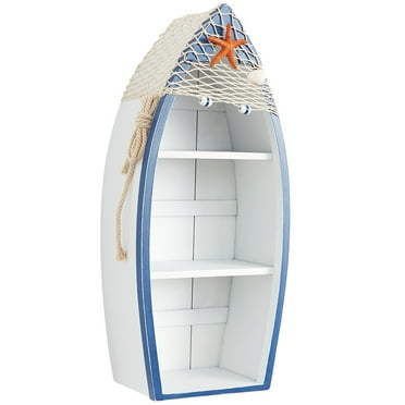 Canoe Wall Decor - Nautical Art for Home and Office - White/Blue