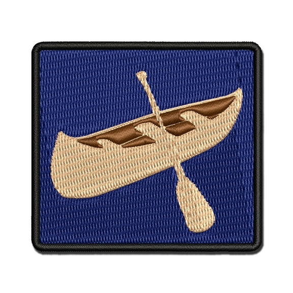Canoe Water Boat with Paddle Applique Multi-Color Embroidered Hook & Loop Patch - 2.5 Inch Small