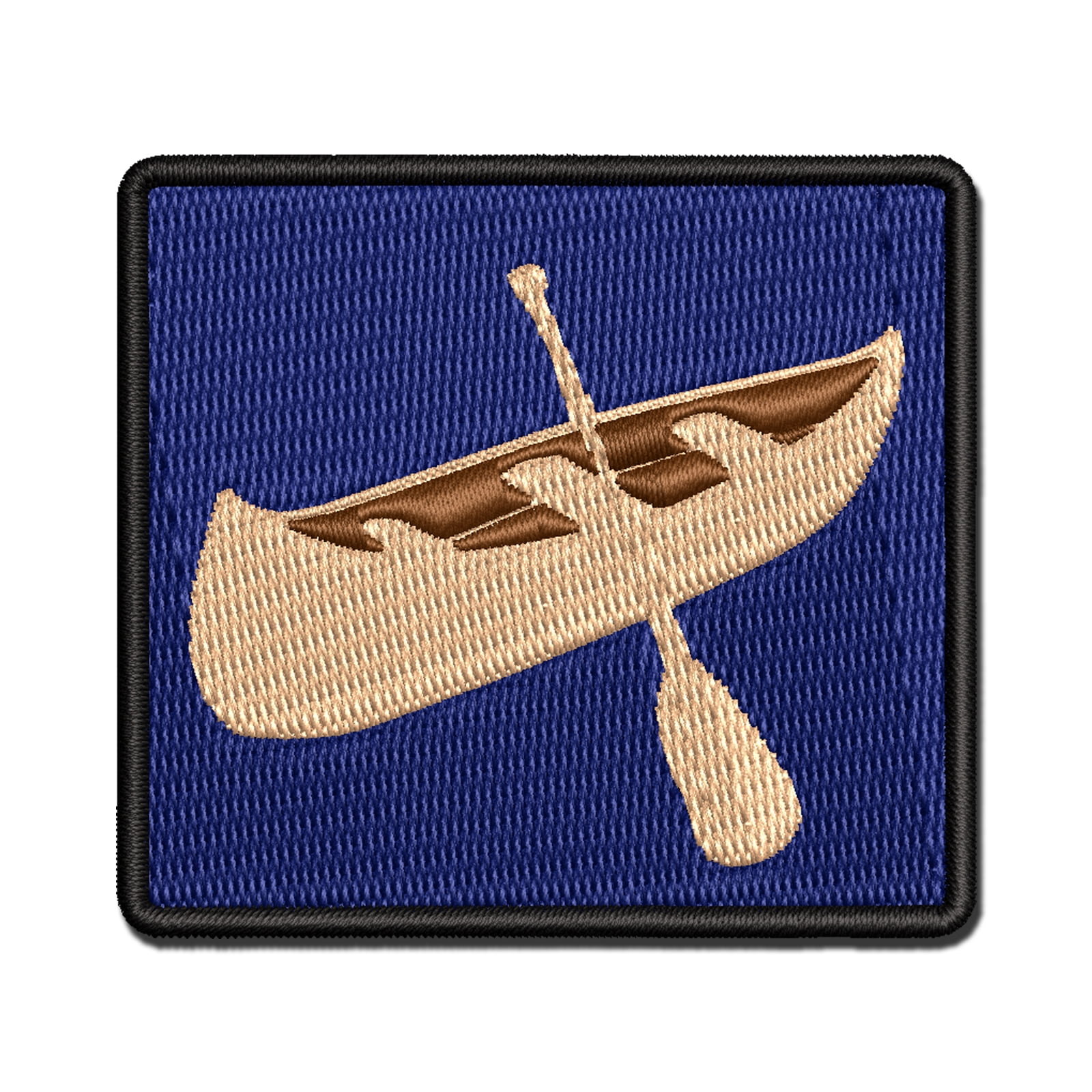 Canoe Water Boat with Paddle Applique Multi-Color Embroidered Iron-On Patch - 3.5 Inch Large