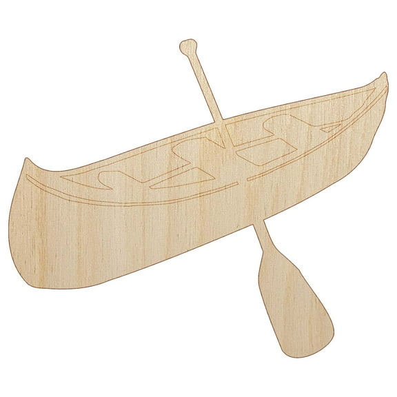 Canoe Water Boat with Paddle Wood Shape Unfinished Piece Cutout Craft DIY Projects - 4.70 Inch Size - 1/8 Inch Thick
