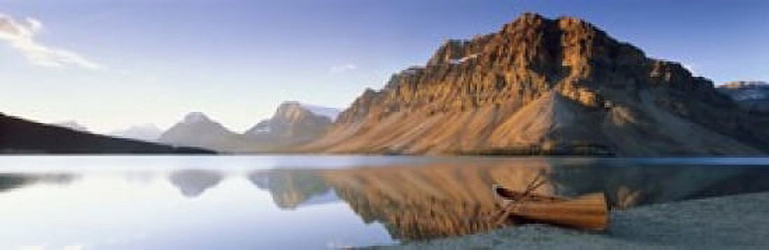 Canoe at the lakeside Bow Lake Banff National Park Alberta Canada Canvas Art - Panoramic Images (18 x 6)