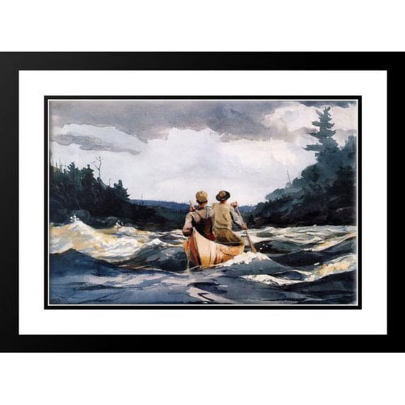 Canoe in the Rapids 25x29 Framed and Double Matted Art Print by Homer, Winslow