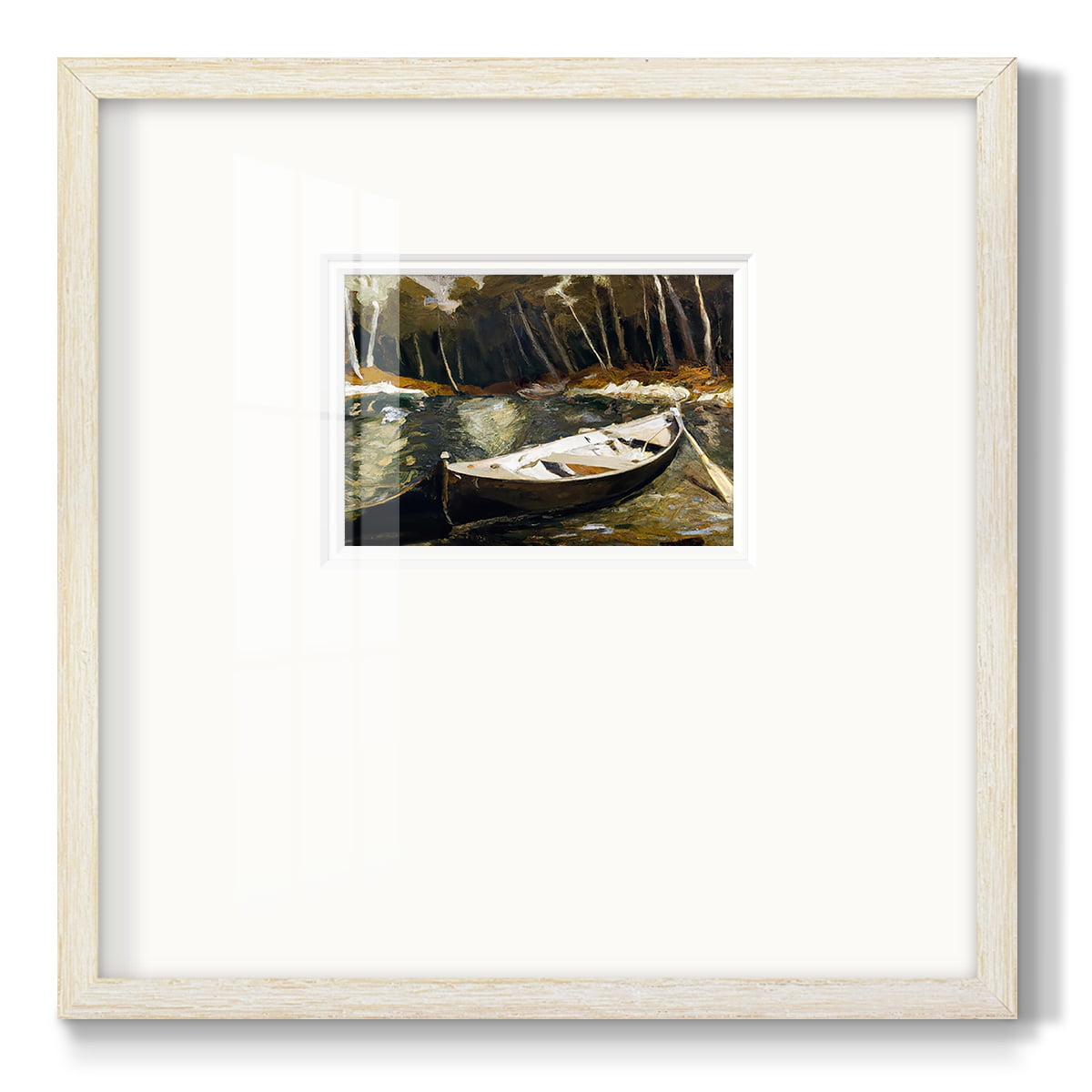 Canoe in the WoodsPremium Framed Print