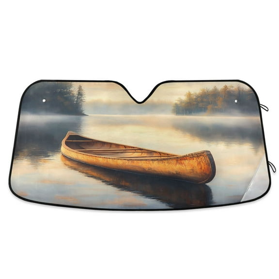 Canoe on Calm Lake Car Windshield Sun Shade Foldable Car Front Window Visor Heat and UV Protection 55x27.6