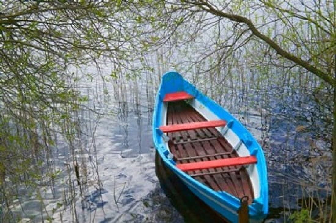 Canoe on Lake Trakai Lithuania Canvas Art - Keren Su DanitaDelimont (34 x 23)