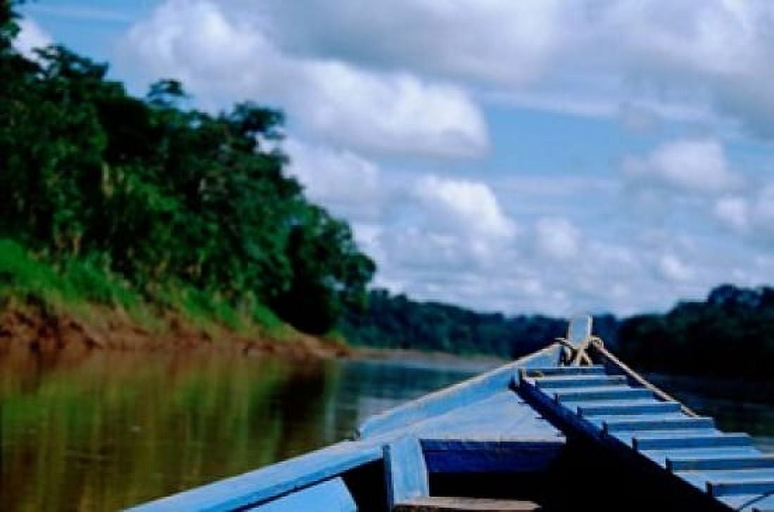 Canoe on the Tambopata River Peruvian Amazon Peru Canvas Art - Cindy Miller Hopkins DanitaDelimont (26 x 17)