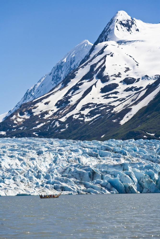 Canoeing At Spencer Glacier In The Placer River Valley Of Southcentral Alaska During Summer Canvas Art - Michael DeYoung Design Pics (22 x 34)