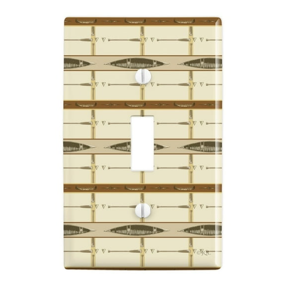 Canoeing Canoe Paddle Lodge Camping River Trip Plastic Wall Decor Toggle Light Switch Plate Cover