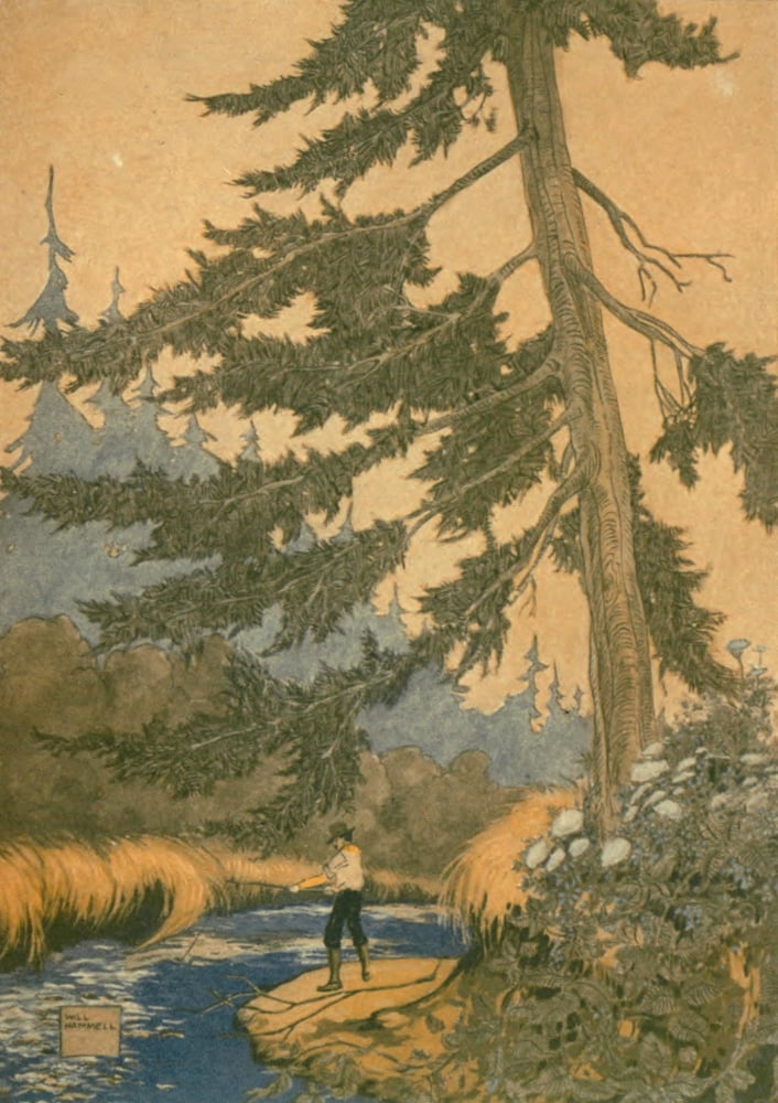 Canoeing in the Wilderness 1916 Fishing Canvas Art - Will Hammell (24 x 36)