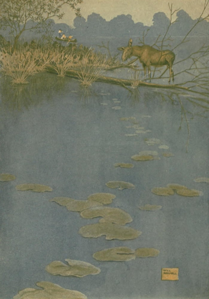 Canoeing in the Wilderness 1916 Shooting the Moose Canvas Art - Will Hammell (18 x 24)