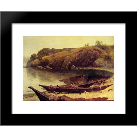 Canoes 20x24 Framed Art Print by Bierstadt, Albert