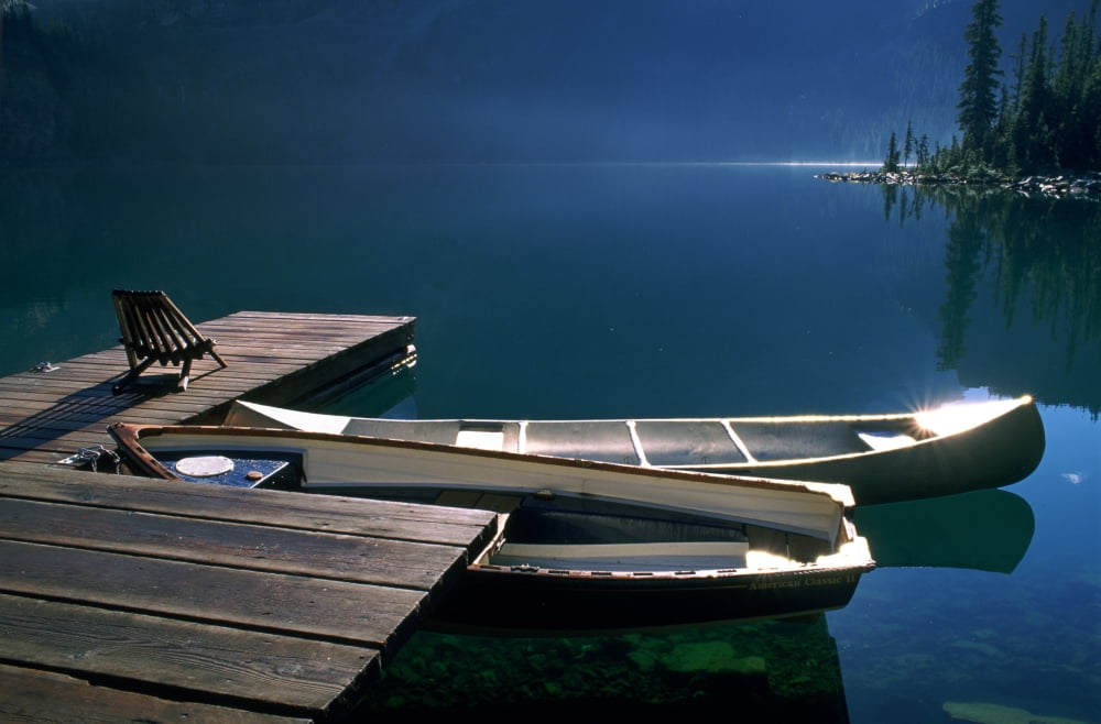 Canoes Lake Ohara Yoho National Park British Columbia Canvas Art - David Nunuk  Design Pics (36 x 22)