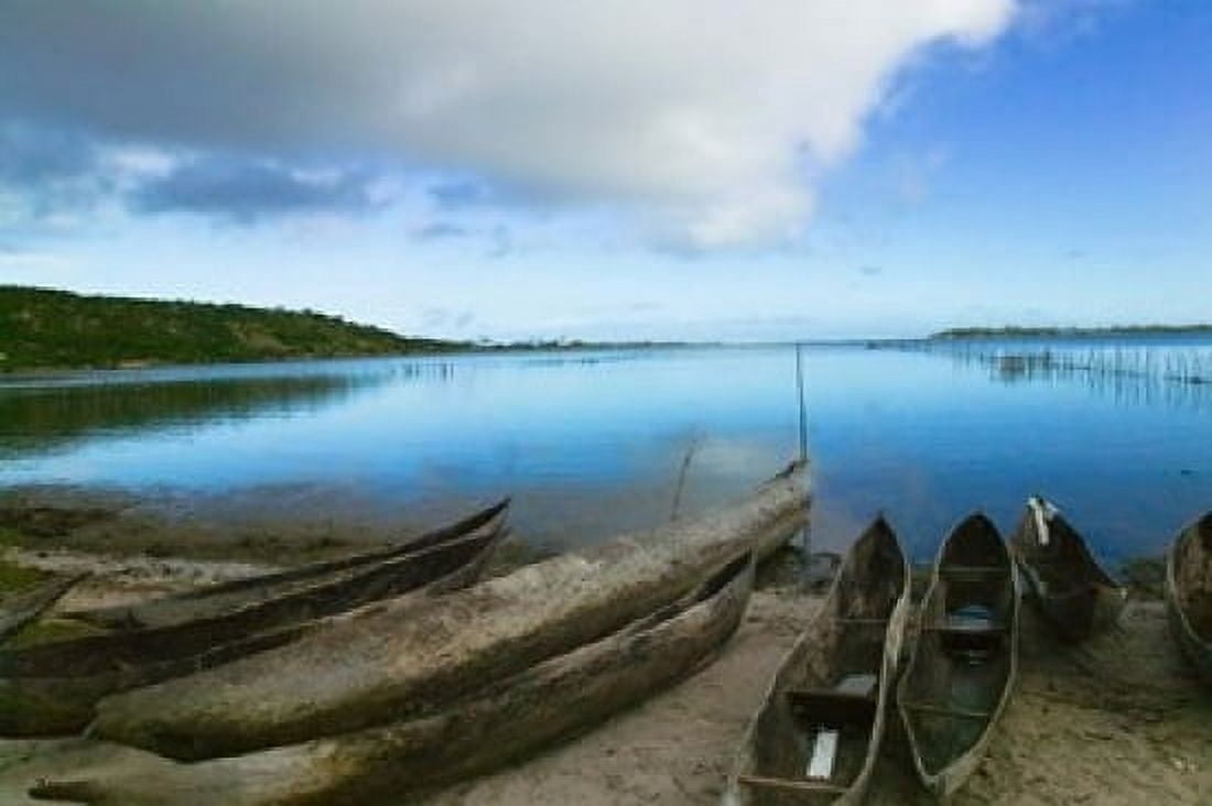Canoes on the beach Antananarivo Madagascar Canvas Art - Keren Su DanitaDelimont (24 x 15)