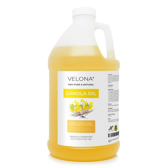 Canola Seed Oil by Velona - 1 Gallon / 128 Fl Oz | 100% Pure and Natural Carrier Oil | Refined, Expeller pressed | Cooking, Dressing, Skin & Hair