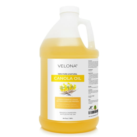 Canola Seed Oil by Velona - 64 oz | 100% Pure and Natural Carrier Oil | Refined, Expeller pressed | Cooking, Dressing, Skin, Face, Body, Hair Care | Use Today - Enjoy Results