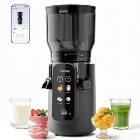Canoly C50 Smart Cold Press Juicer, 4-in-1 Juice Maker, 7.1" XL Feed Chute, Touchscreen & Bluetooth Control, Black
