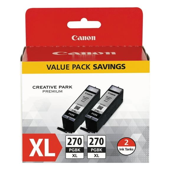 Canon 0319C005 (PGI-270XL) High-Yield Ink, Black, 2/PK