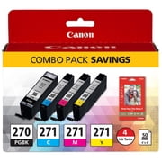 Canon 0373C005 (PGI-270; CLI-271) Inks & Paper Pack, 50 Sheets, 4 x 6