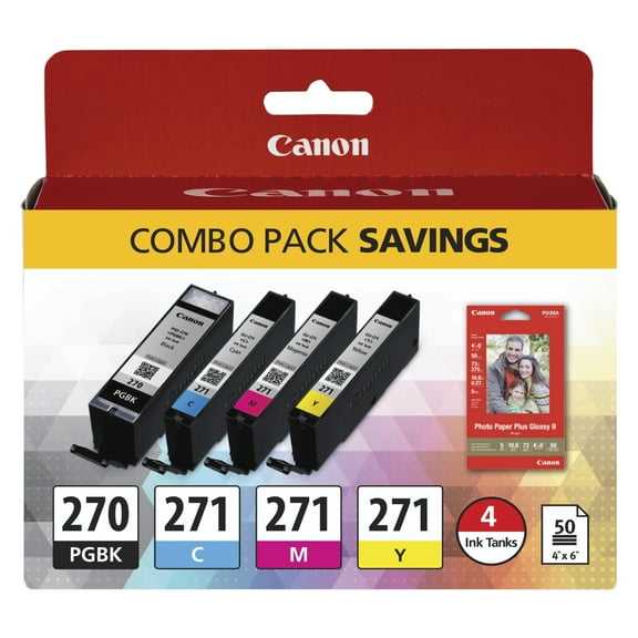 Canon 0373C005 (PGI-270; CLI-271) Inks & Paper Pack, 50 Sheets, 4 x 6