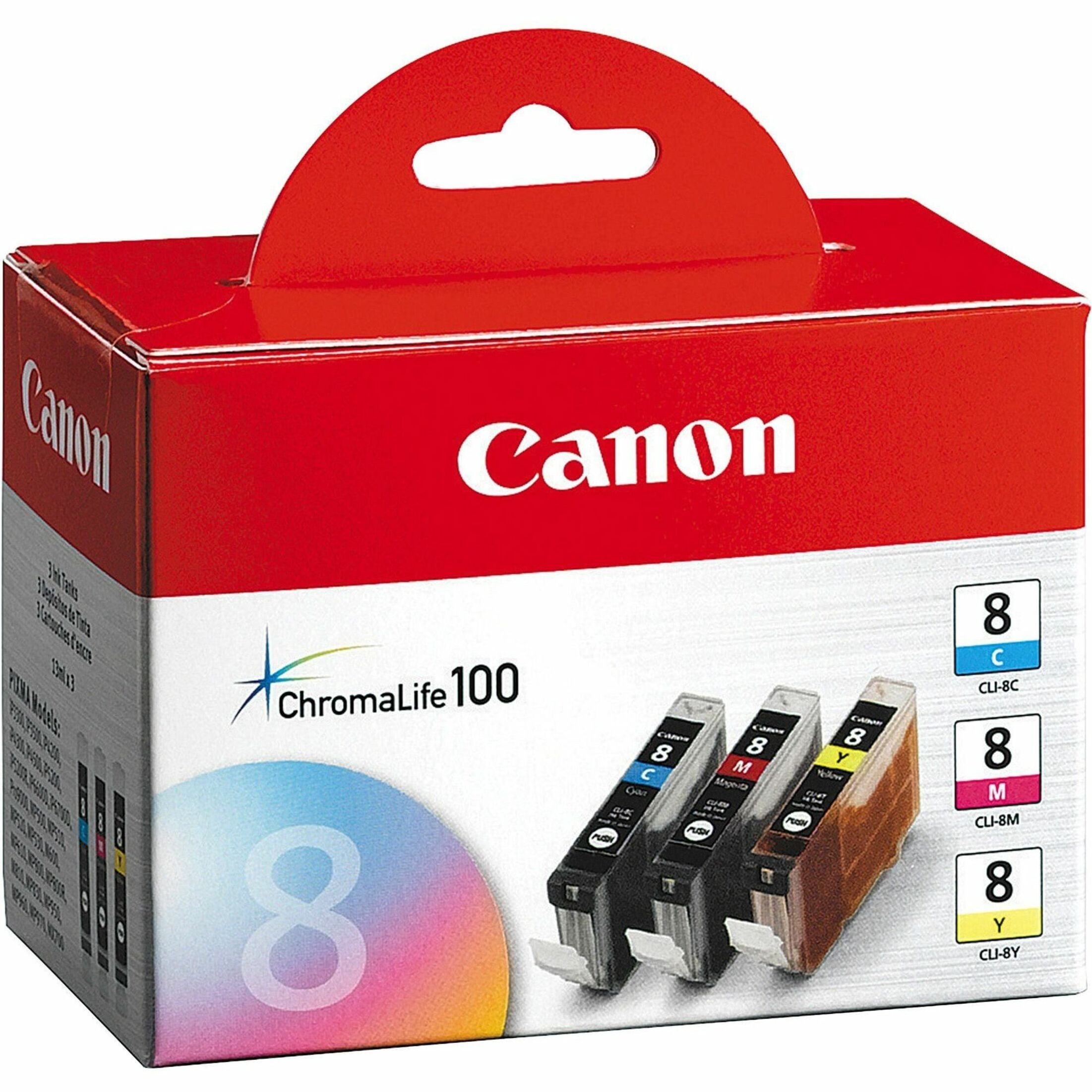 Lot De 7 Cartouches D'encre Canon CLI-8 ChromaLife 100, 13 Ml, Neuves