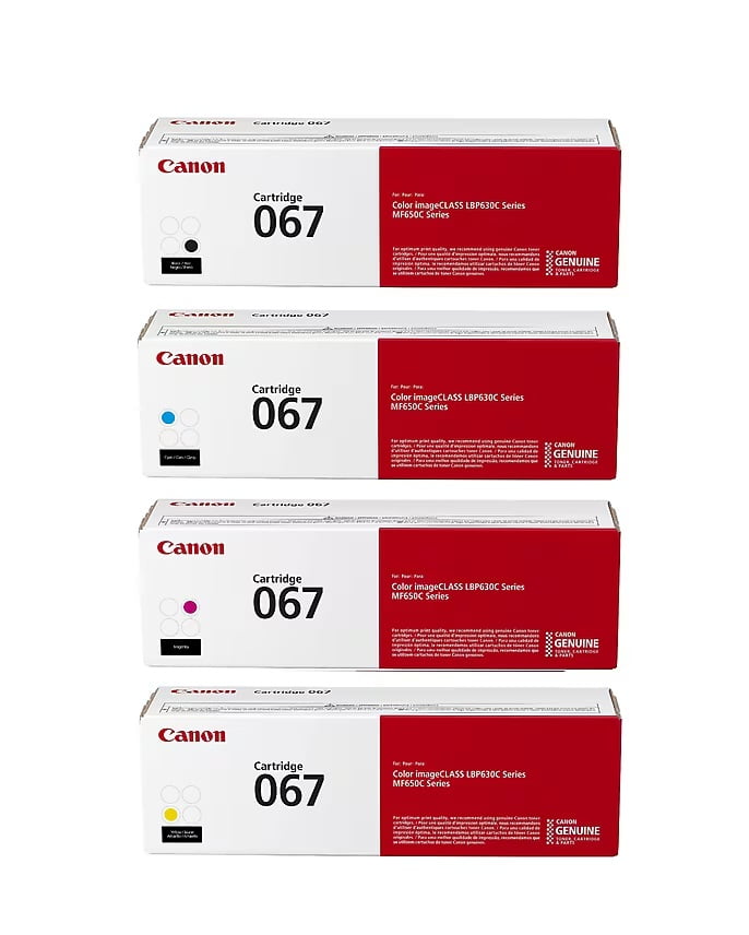 Canon 067 Black/Cyan/Magenta/Yellow Standard Yield Toner Cartridges, 4/Pack for Canon imageCLASS LBP632Cdw, LBP633Cdw, MF653Cdw, MF654Cdw, MF656Cdw