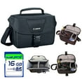 thumbnail image 1 of Canon 100ES Soft Padded Compact Multi Compartment SLR Digital Camera Gadget Bag with Adjustable Shoulder Strap for Canon EOS Cameras + I3ePro 16GB SDHC Memory Card + PixiBytes Exclusive Cleaning Cloth, 1 of 1