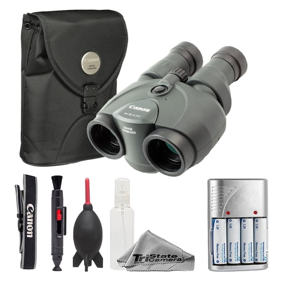 Canon 10x30 IS II Image Stabilized Binocular + Batteries w/ Rapid Charger + Cleaning Kit (International Version)