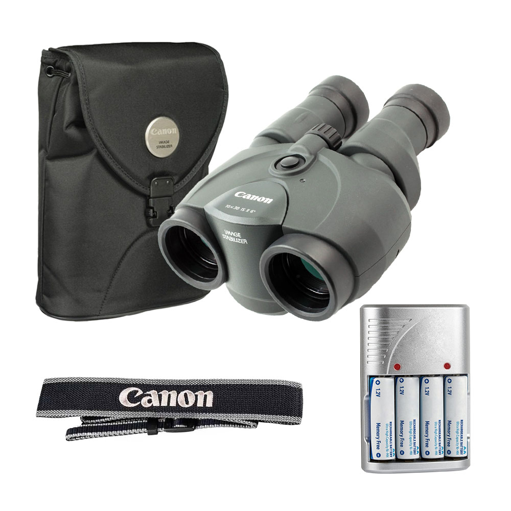 Canon 10x30 IS II Image Stabilized Binocular + Batteries w/ Rapid Charger (International Version)