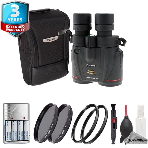 Canon 10x42 L IS WP Image Stabilized Binocular + 3Yrs Warranty + Batteries w/ Charger + Circular Polarizer Filter Bundle (Inetrnational Version)