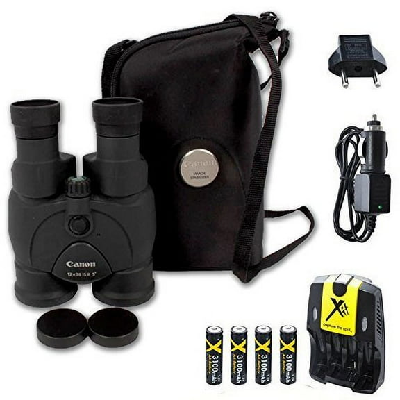 Canon 12x36 Image Stabilization II Binoculars w/Case, Neck Strap & Batteries + Pixi-Basic Accessory Kit