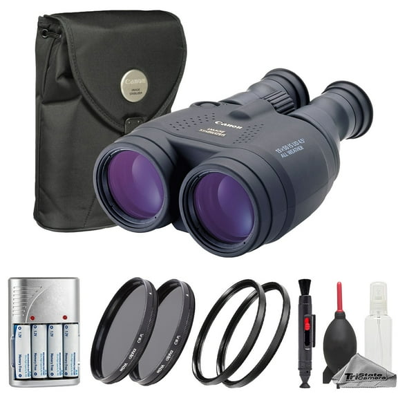 Canon 15x50 IS All Weather Image Stabilized Binocular + Batteries w/ Rapid Charger + Circular Polarizer Filter Kit (Inetrnational Version)