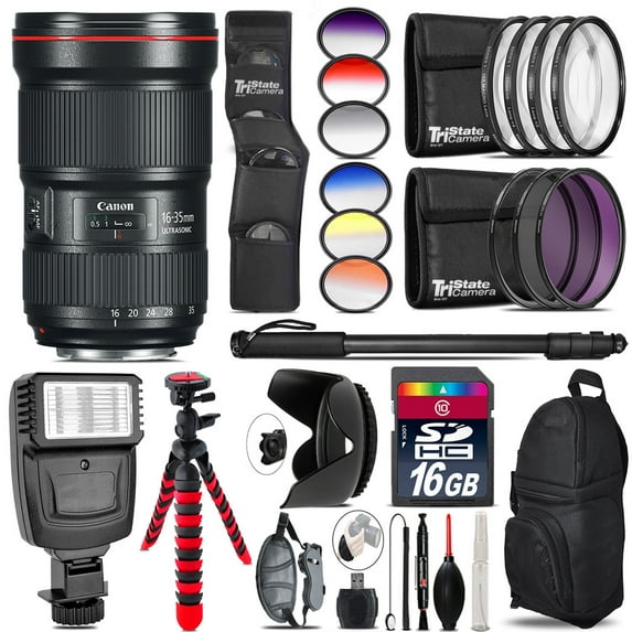 Canon 16-35mm 2.8L III USM Lens + Flash + Color Filter Set - 16GB Accessory Kit (International Version)