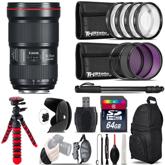 Canon 16-35mm 2.8L III USM Lens + Macro Filter Kit & More - 64GB Accessory Kit (International Version)