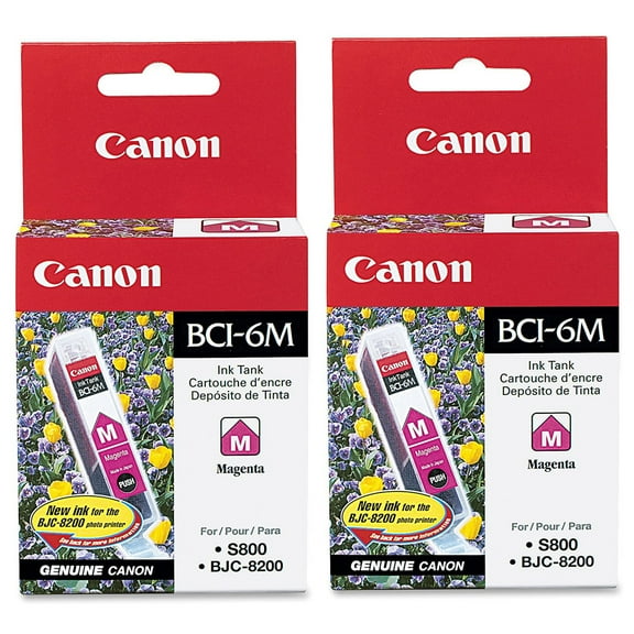 Canon 2 Pack BCI-6 Magenta Ink Tank for PIXMA iP, MP Series, i Series, S Series Printers, and BJC 8200 Printer